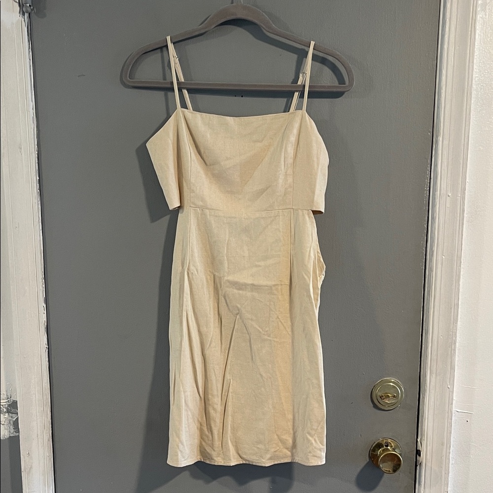 NWT MELLODAY Strapless Cream Linen Blend Dress Size S